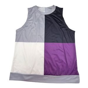 Boutique Tank Top XL Color Block Black Purple Geometric Nerdy Vibe Geek Chic Top